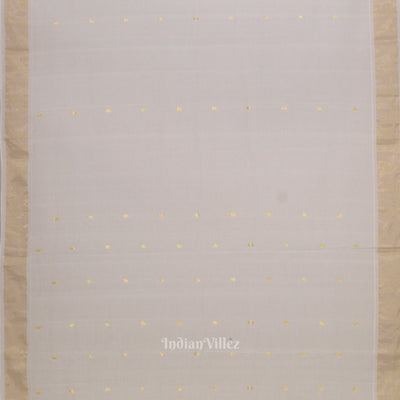 White Golden Butta Design Cotton Paithani Saree