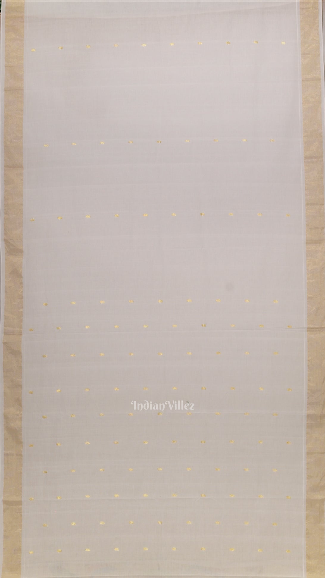White Golden Butta Design Cotton Paithani Saree