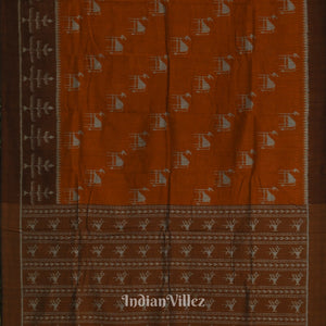 Copper Tribal Theme Odisha Ikat Sambalpuri Pure Cotton Saree
