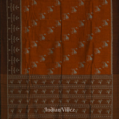 Copper Tribal Theme Odisha Ikat Sambalpuri Pure Cotton Saree
