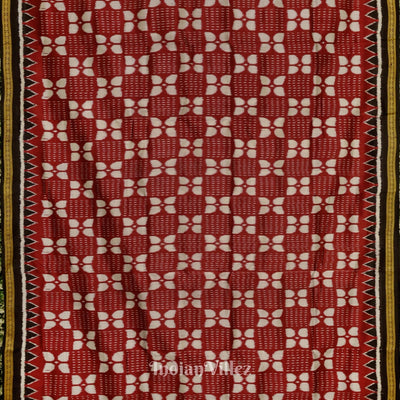 Red With Light Grey Odisha Ikat Khandua Silk Saree