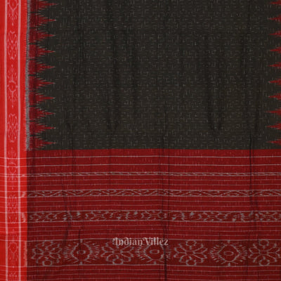 Black Red Jharana Manibandha Cotton Saree