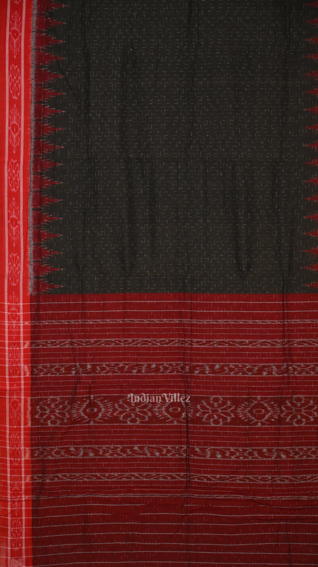 Black Red Jharana Manibandha Cotton Saree