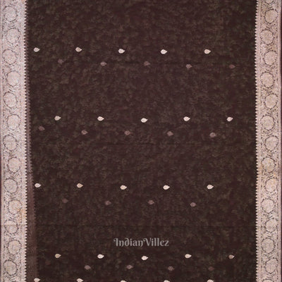 Coffee Color Pure Khaddi Chiffon Banarasi Saree