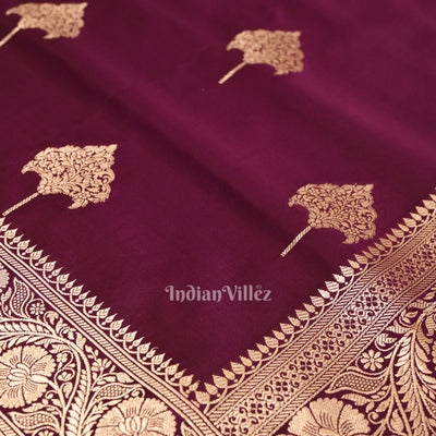 Exclusive Purple Soft Pure Mashru Satin Silk Banarasi Saree