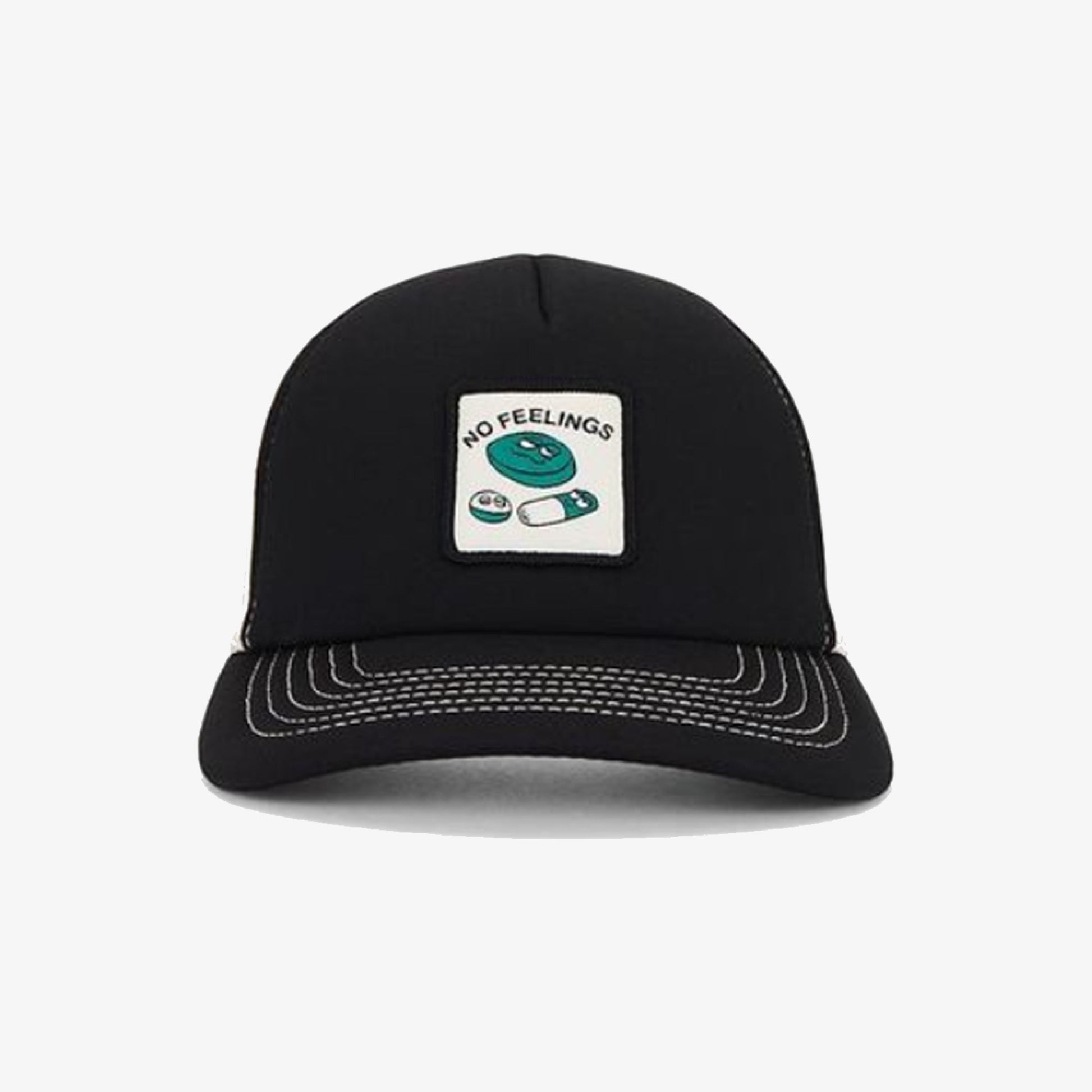 NO PROBLEMO | NO FEELINGS TRUCKER CAP { BLACK/WHITE