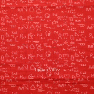Red Geometry Motif Odisha Ikat Sambalpuri Cotton Fabric