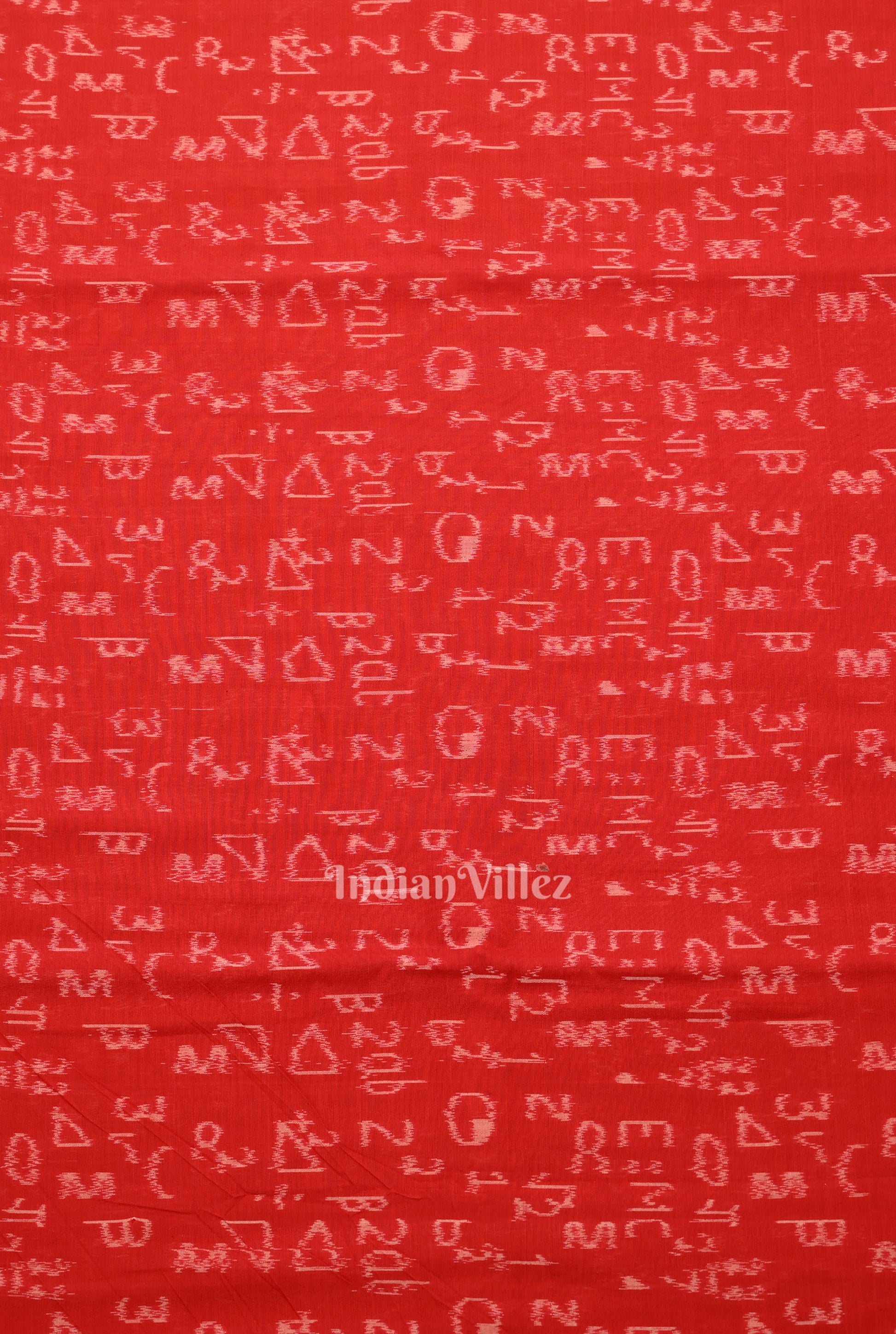 Red Geometry Motif Odisha Ikat Sambalpuri Cotton Fabric