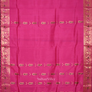 Rani Pink Handwoven Baluchari Silk Saree