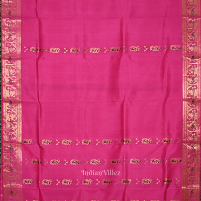 Rani Pink Handwoven Baluchari Silk Saree