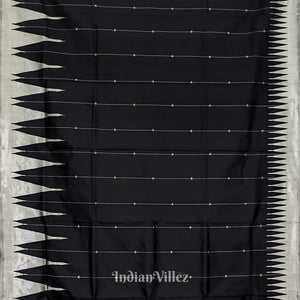 Black with Golden Zari (Tissue) Phoda Kumbha Sambalpuri Silk Saree