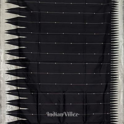 Black with Golden Zari (Tissue) Phoda Kumbha Sambalpuri Silk Saree