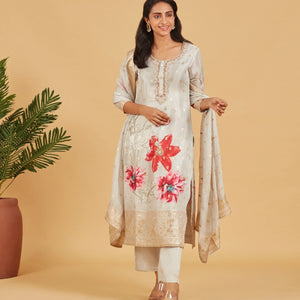 Ivory Grey Festive Kurta Set
