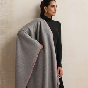 trueBrowns Grey Tassel Woollen Stole