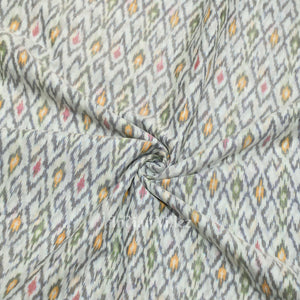 Off White Pochampally Ikat Silk & Cotton (Sico) Fabric
