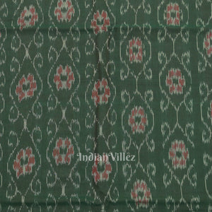 Green Floral Theme Sambalpuri Ikat Cotton Fabric