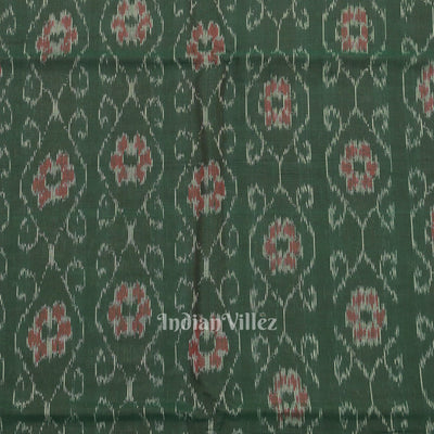 Green Floral Theme Sambalpuri Ikat Cotton Fabric