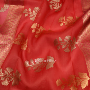 Baby Pink Pure Kora Organza Banarasi Tissue Saree