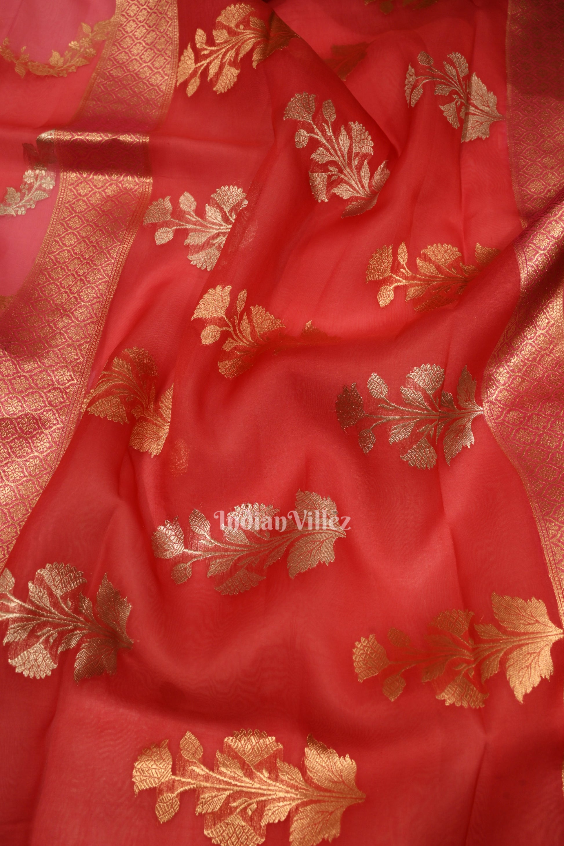 Baby Pink Pure Kora Organza Banarasi Tissue Saree