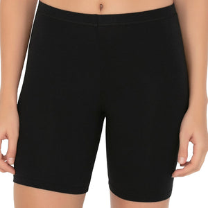 Smooth Mid-thigh Cotton Shortie Liner (Pack of 2) - Black-Black