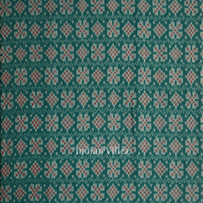 Green Pasapali Sambalpuri Ikat Cotton Fabric