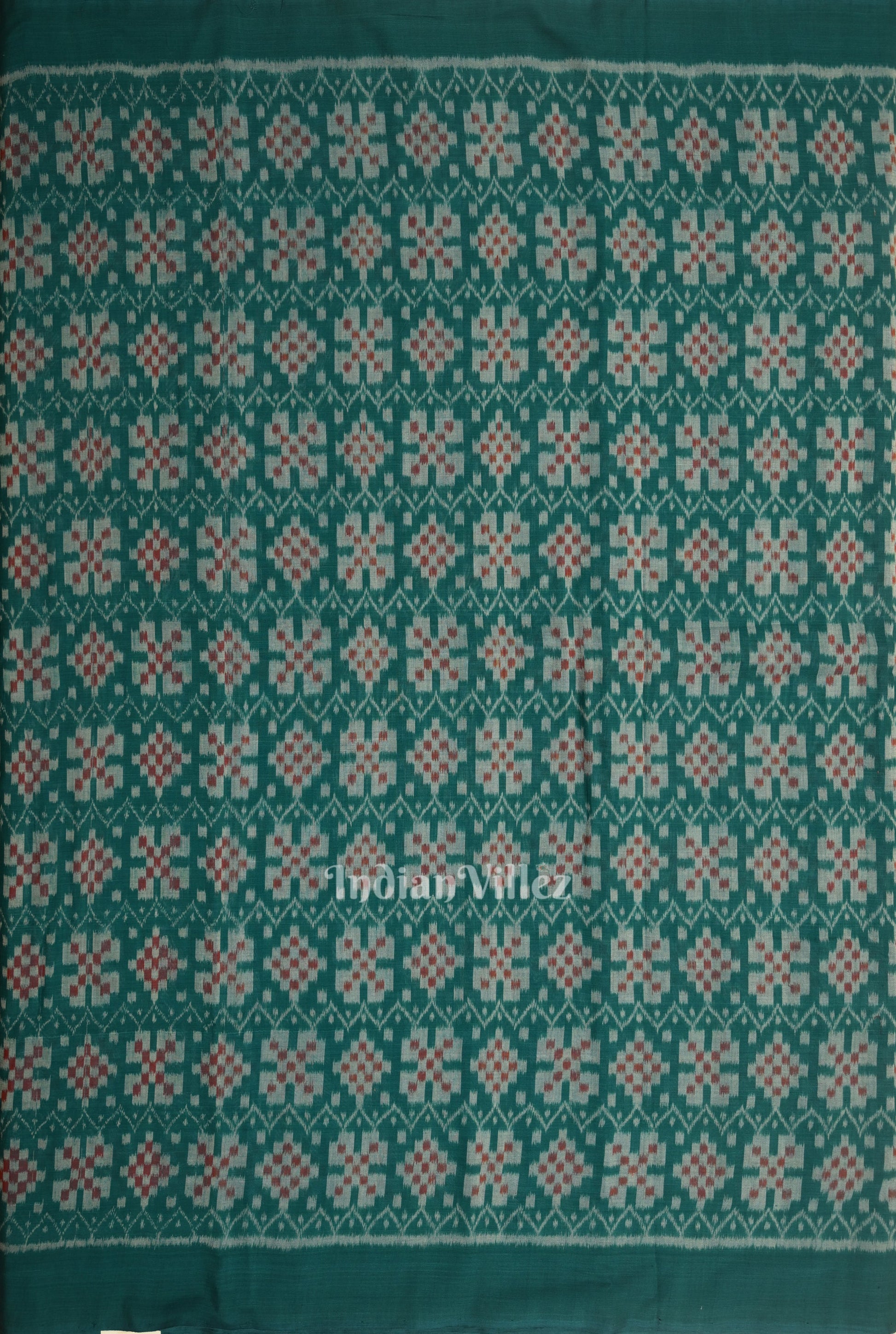 Green Pasapali Sambalpuri Ikat Cotton Fabric