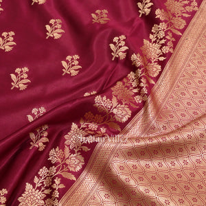 Authentic Magenta Pink Mashru Sain Silk Banarasi Saree