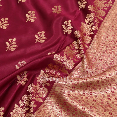 Authentic Magenta Pink Mashru Sain Silk Banarasi Saree