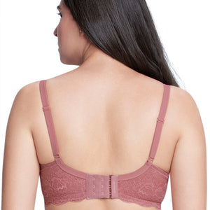 Lace Elegance Padded Non-Wired Bra  - Dusty Rose