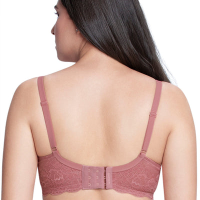 Lace Elegance Padded Non-Wired Bra  - Dusty Rose