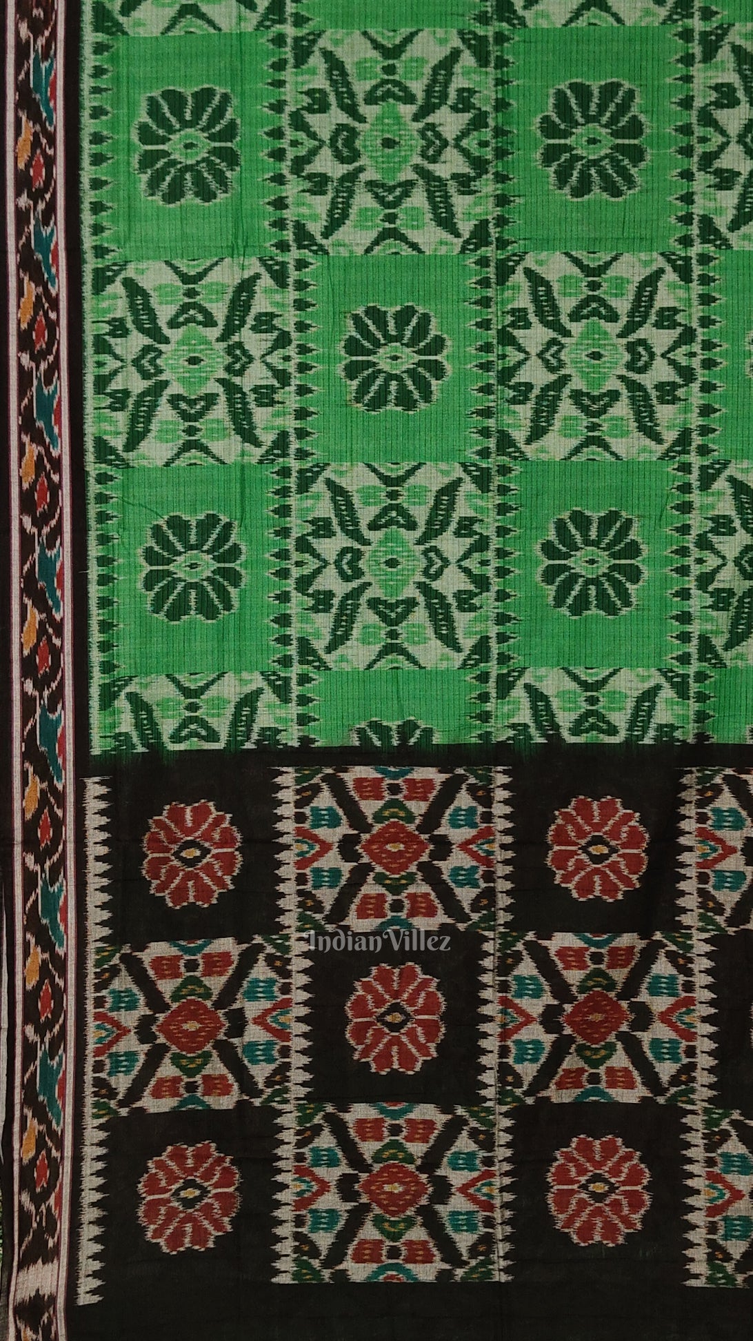Green Black Computer Maniabandha Cotton Saree