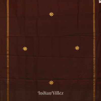 Coffee Navaratri Durga Puja Theme Hand-Painted Pattachitra Saree