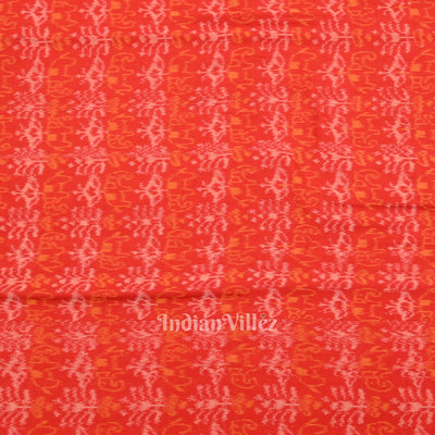 Deep Red Tribal Theme Sambalpuri Ikat Cotton Fabric