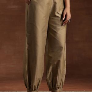 Gold Solid Silk Salwar