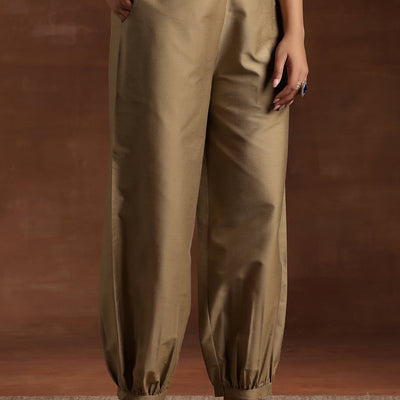 Gold Solid Silk Salwar