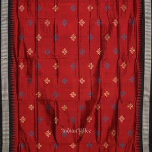 Maroon Mushroom Design Sambalpuri Ikat Bomkai Silk Saree