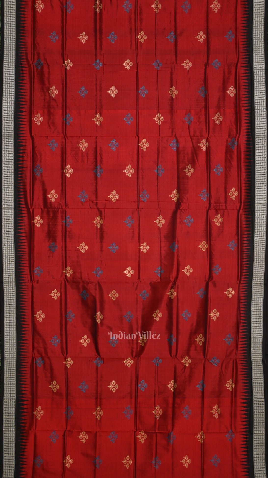Maroon Mushroom Design Sambalpuri Ikat Bomkai Silk Saree