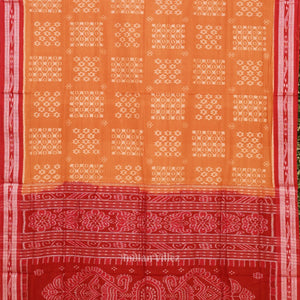 Matt Orange Odisha Handloom Sambalpuri Cotton Saree