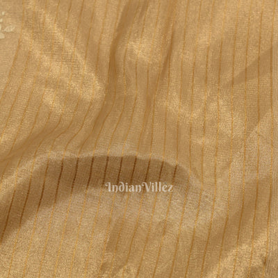 Exlusive Golden Floral Design Banarasi Tissue Saree