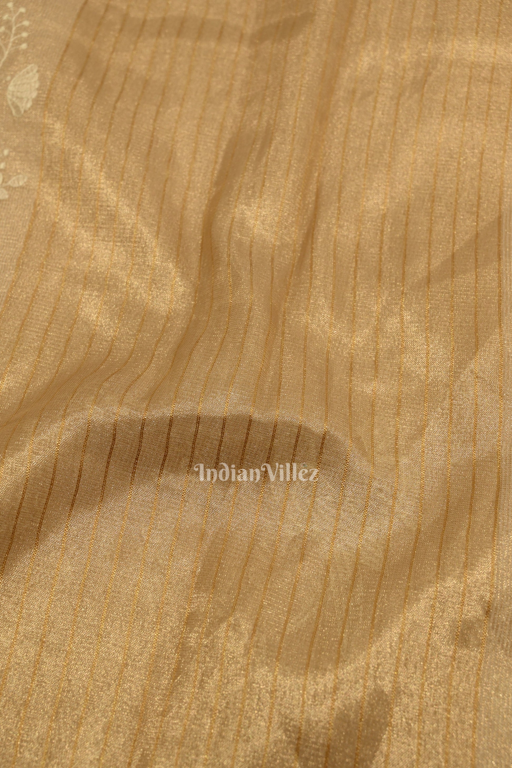 Exlusive Golden Floral Design Banarasi Tissue Saree