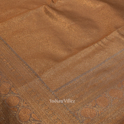 Copper With Silver Work Pure Kanjivaram Tissue Silk Saree