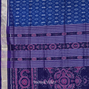 Copper Sulphate Tribal Theme Odisha Ikat Khandua Silk Saree