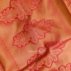 Hot Pink pure Kanjivaram Silk Saree with  Zari Brocade