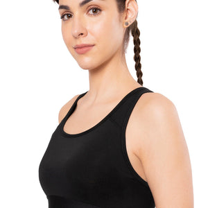 Energize Medium Impact Round Neck Sports Bra - Jet Black