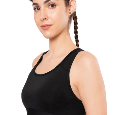 Energize Medium Impact Round Neck Sports Bra - Jet Black