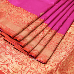 Rani Pink Designer Pure Banarasi Katan Silk Saree