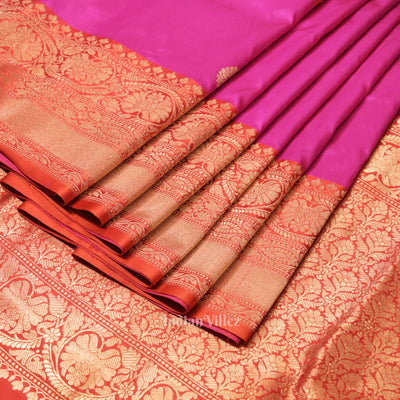 Rani Pink Designer Pure Banarasi Katan Silk Saree