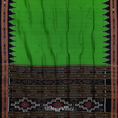 Green Butta Design Odisha Ikat Khandua Silk Saree