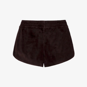 SPORTY & RICH | NY CREST VELOUR SHORT { BROWN