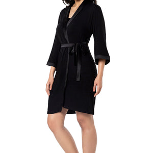 Satin Edge Robe - Black